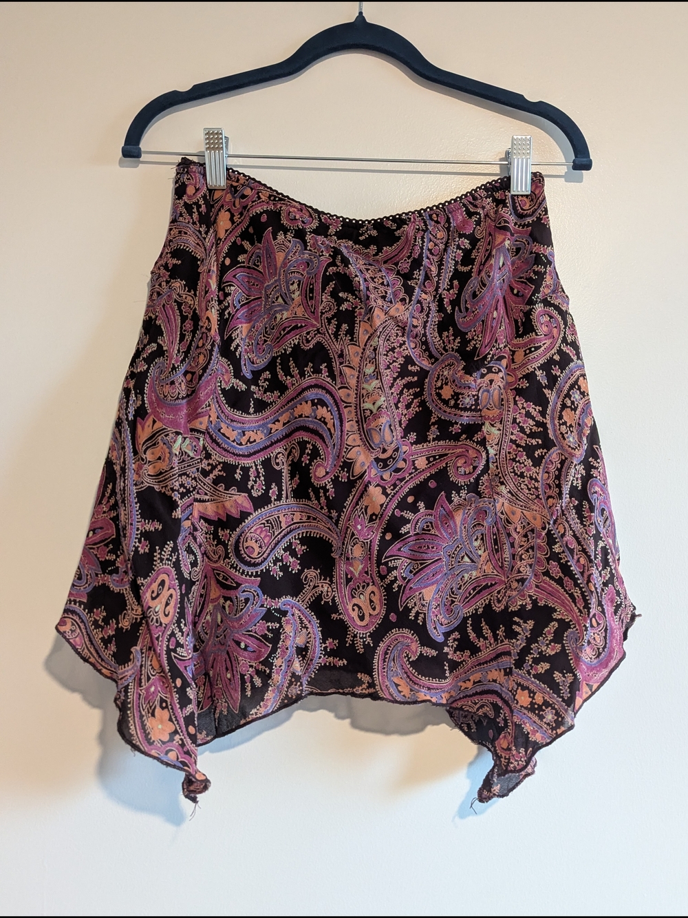 Angie Asymmetrical Fairy Paisley Mini Skirt L